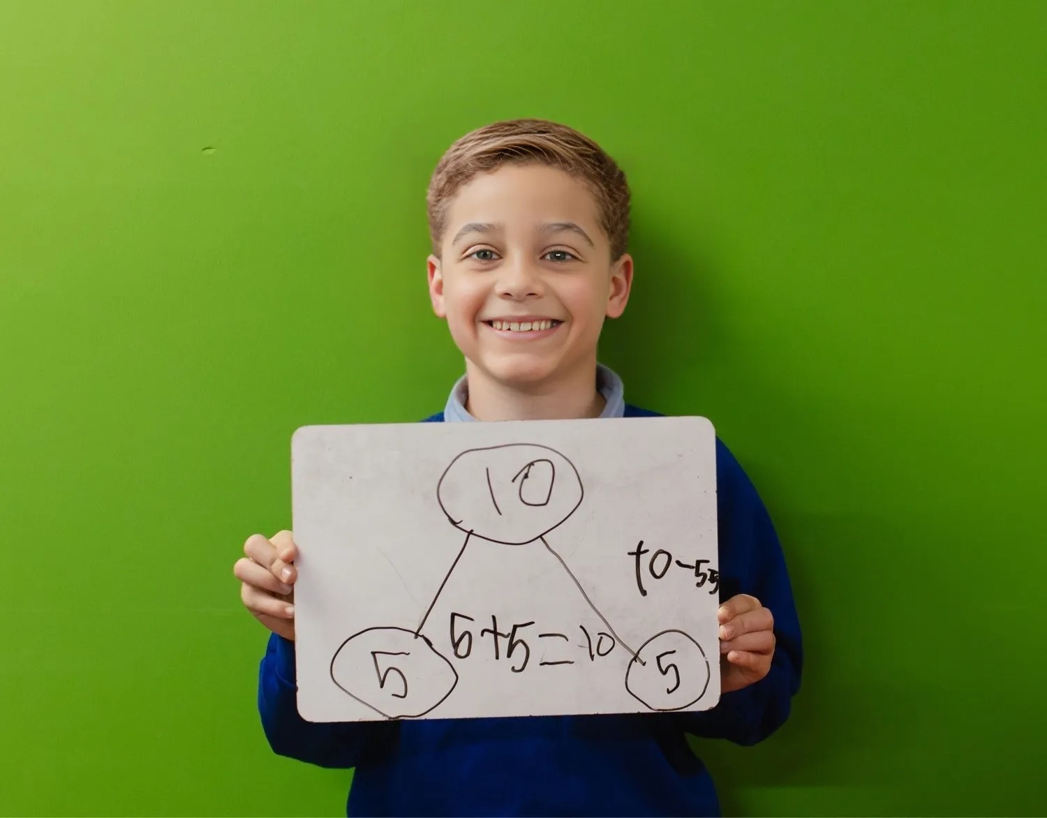 Boy holding a sign with maths on